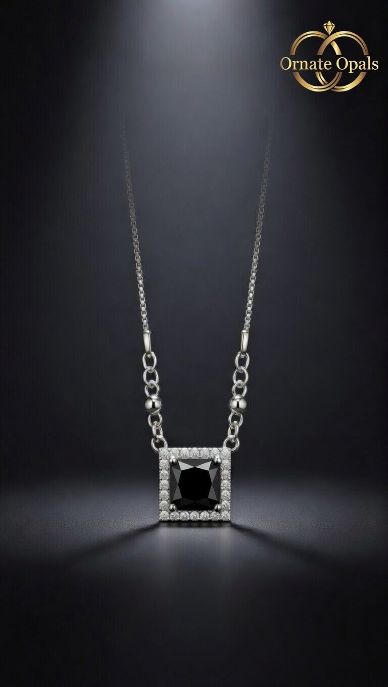 Royal Sapphire Halo Necklace